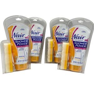 Nair Shower Power Hair remover Exfoliating skin renewal 5.1oz 4 tubes
